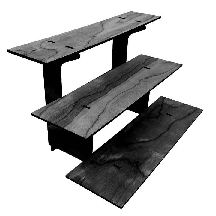 Torched Displays - Wholesale Retailer Display Stand/Case - 3-Tier Retail Table Display Straight Stand with Shelves