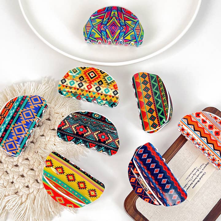 Bohemian Pattern Hair Claw Clip for wholesale by SOMETHING MINTY