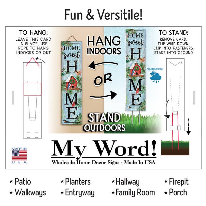 ST Creations - Wholesale Garden/Lawn Stake - Home Sweet Home Wntr Birdhouse - Stand-Out Signsâ„¢ Tall SO1