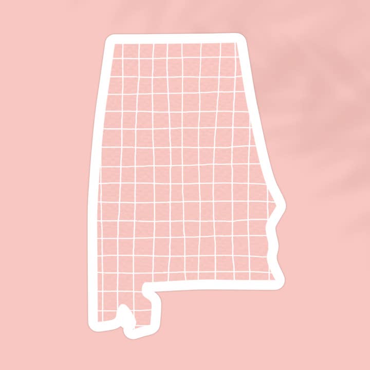 Alabama Pink Grid State Sticker for wholesale by The State Stickers