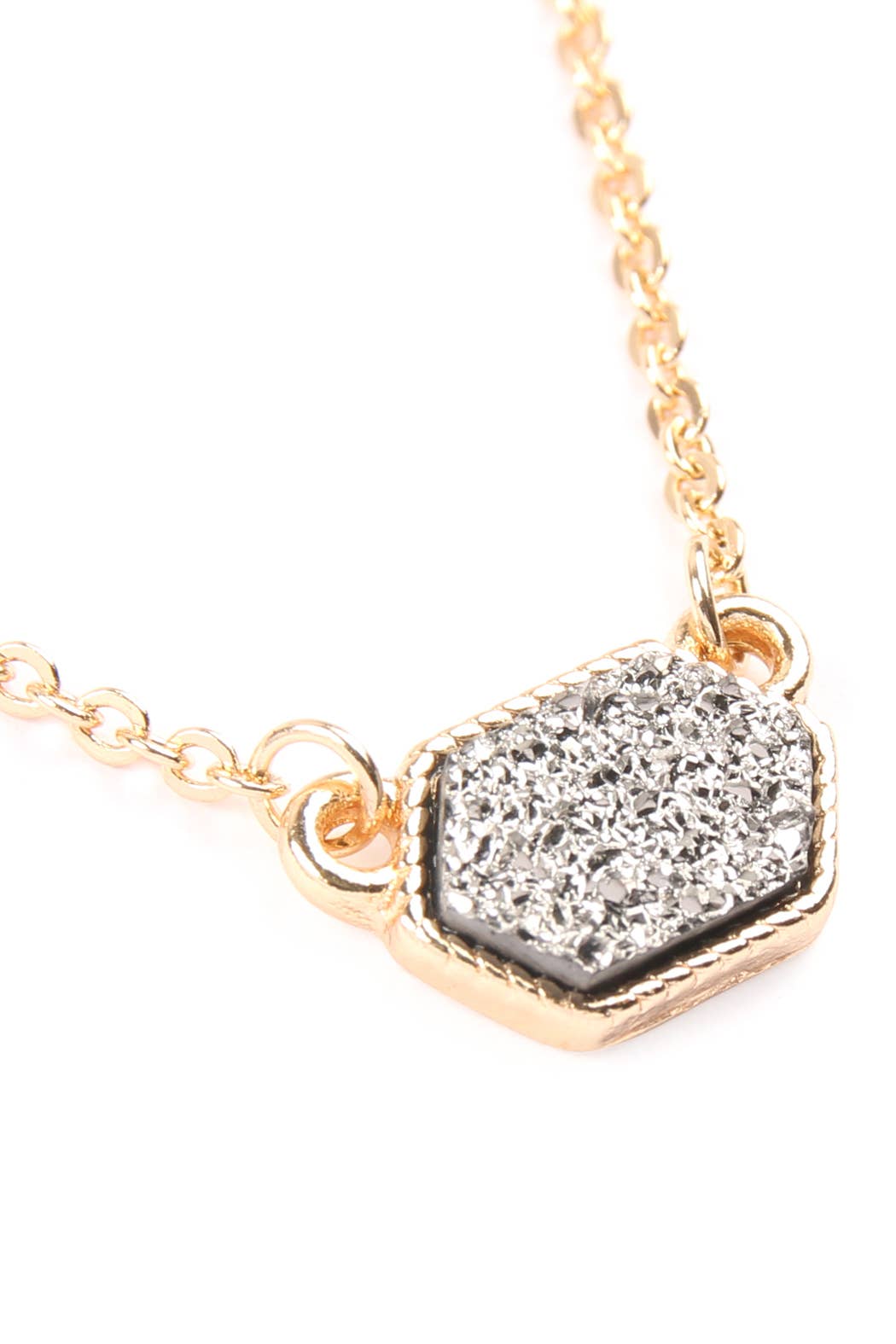 MYS Wholesale Inc - Wholesale Jewelry Set - Druzy Hexagon Pendant Necklace Earring Set42