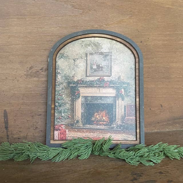 LAND OF COTTON - Wholesale Christmas Wall Art - Victorian Fireplace with tree in arch frame1
