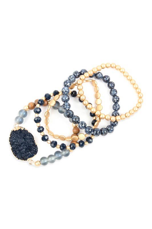 Love and Repeat - Wholesale Jewelry Set - DRUZY CHARM MIXED BRACELET SET11