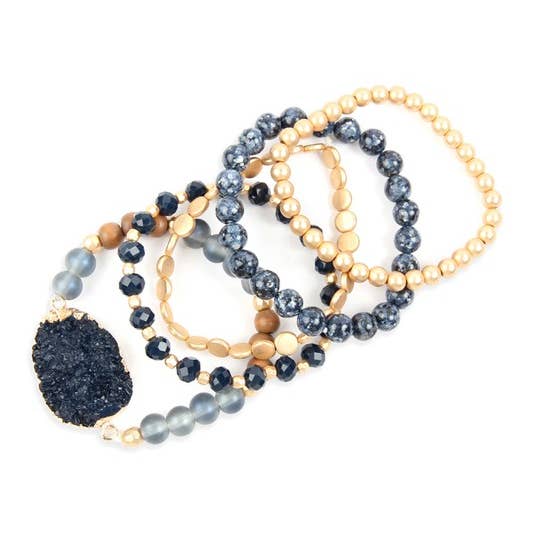 Love and Repeat - Wholesale Jewelry Set - DRUZY CHARM MIXED BRACELET SET11