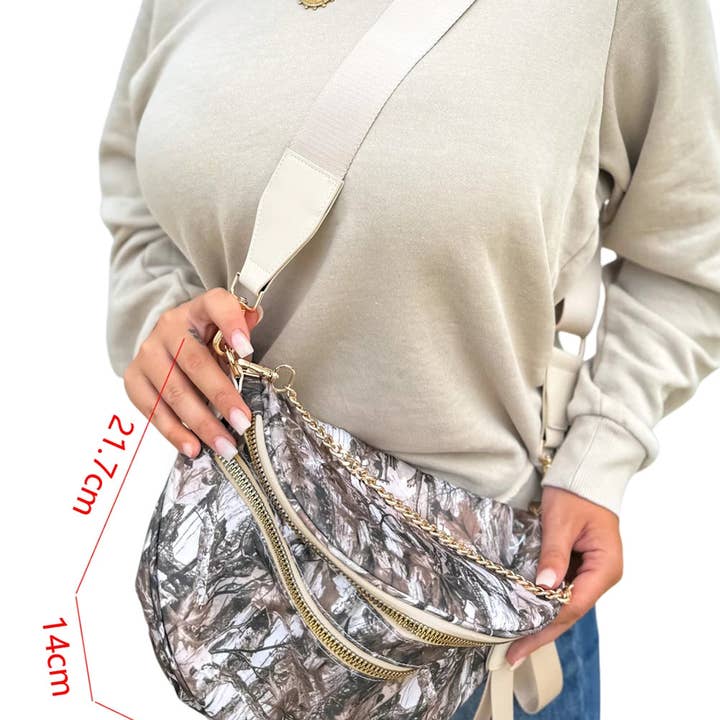 Suhkasana - Wholesale Crossbody Bag - Women's - Camo Print Crossbody Shoulder Bag with Gold Chain Detail6
