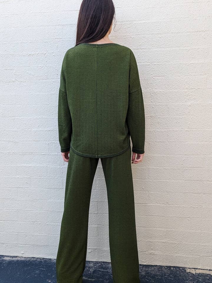 Straight Cut Pants in Deep Forest for wholesale by Fit Bird