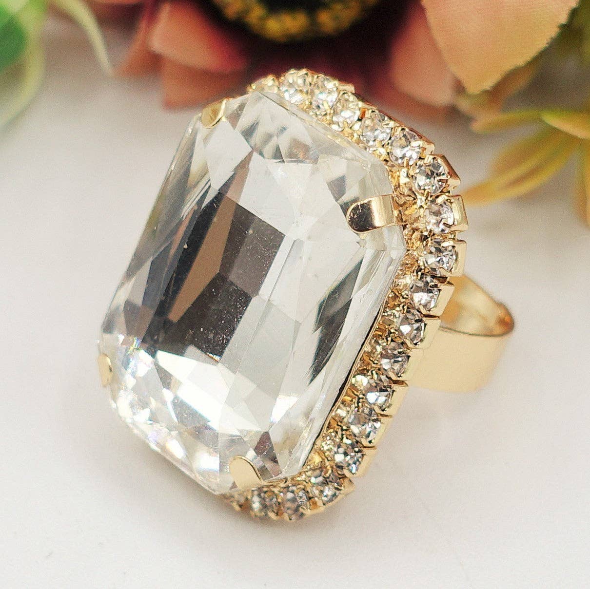 Daemon srls - Wholesale Cocktail/Statement Ring - ARIEL - ANELLO regolabile con pietra sfaccettata e zirconi24