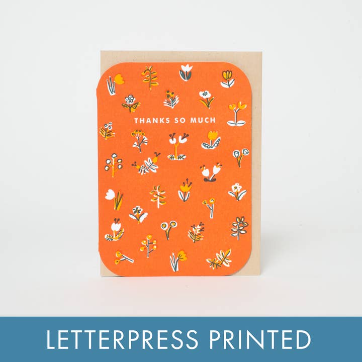 Egg Press Manufacturing - Wholesale Thank You Card - Thank You Little Flowers Letterpress Greeting Card by Egg Press