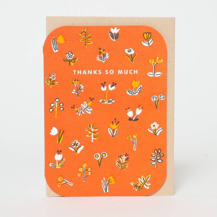 Thank You Little Flowers Letterpress Greeting Card by Egg Press for wholesale by Egg Press Manufacturing