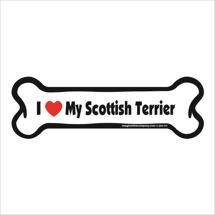 Eu adoro o meu Terrier Escocês - Íman para carro ósseo por atacado de Imagine This Company