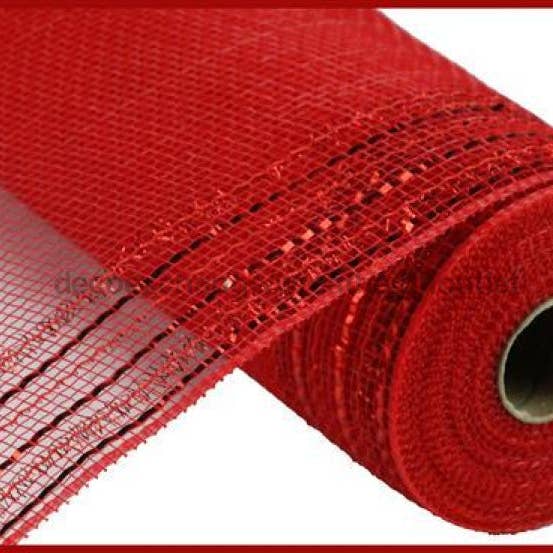 10.25"X10Yd Tinsel/Foil Wide Border Mesh Red RY850724 for wholesale by DecoExchange