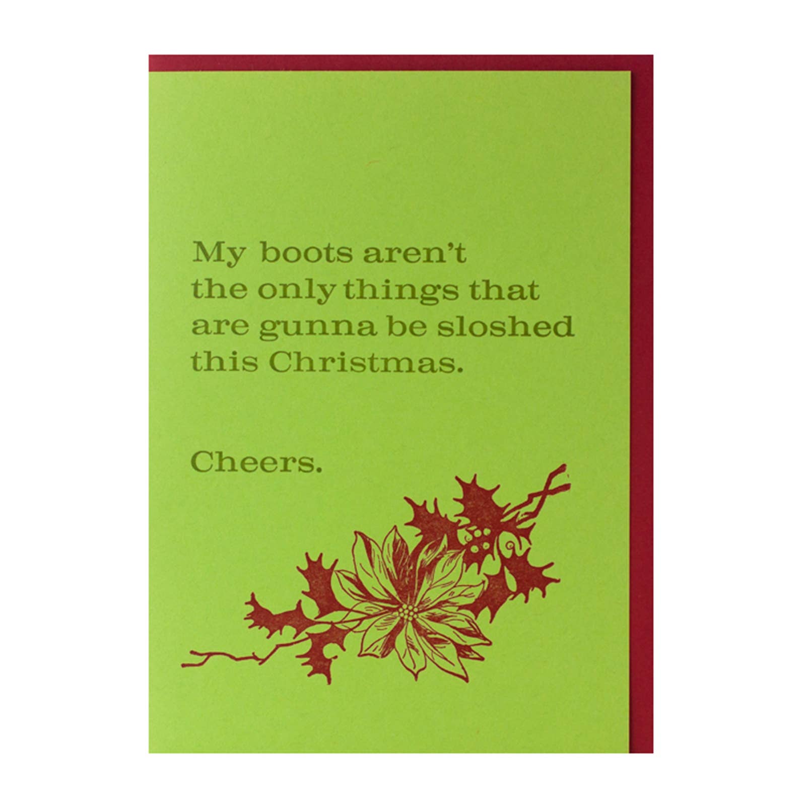 Bruno Press - Wholesale Christmas Card - Gettin' Sloshed — Funny Boozy Holiday Letterpress Greeting C0