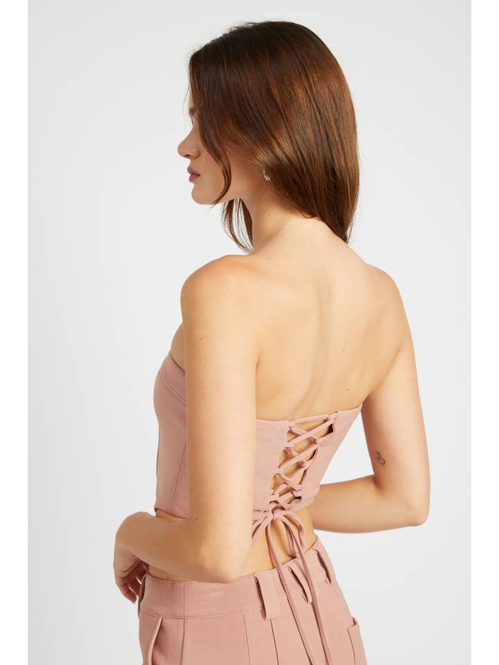 TERRACOTTA BACK LACE UP TUBE TOP for wholesale on Faire