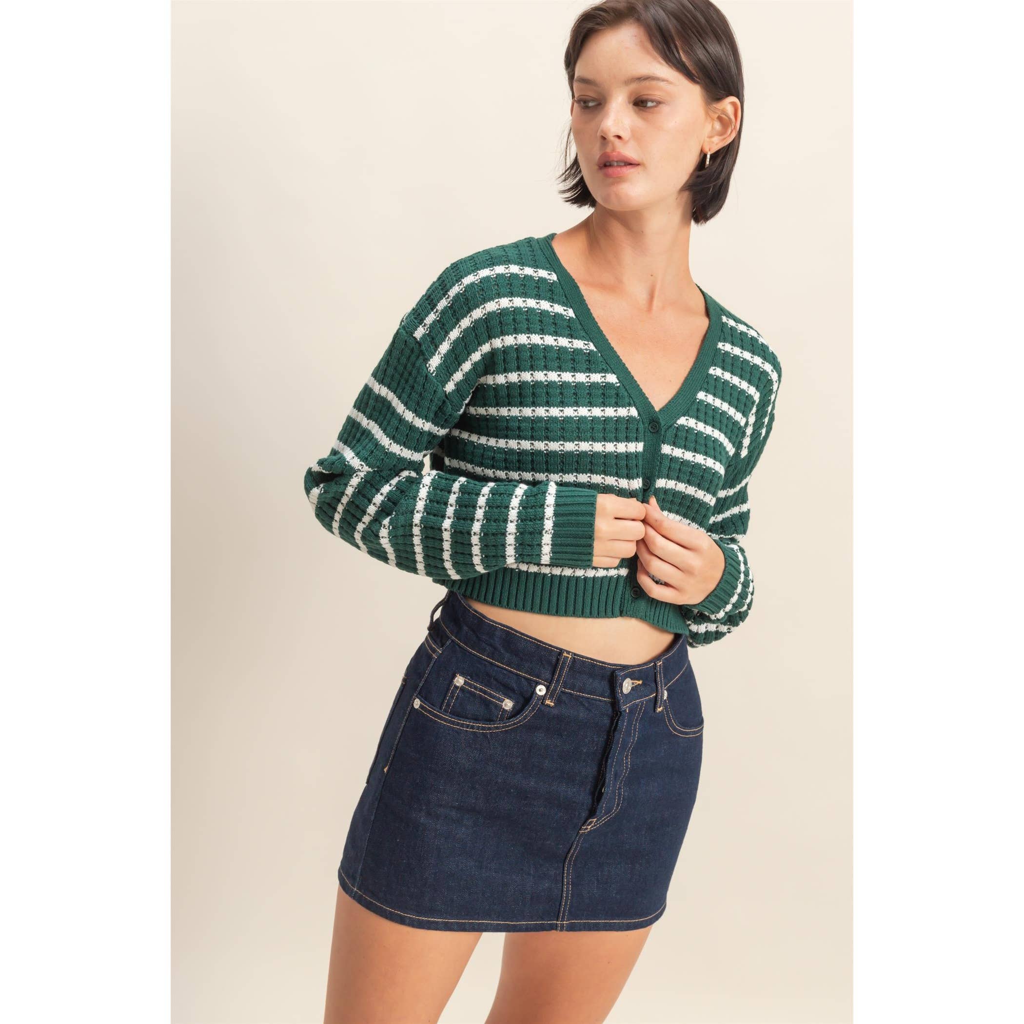 HYFVE - Vendita all'ingrosso Cardigan - Donna - Cardigan a righe con maniche lunghe e bottoni9