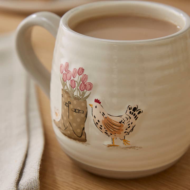 Multi Belly Mug - Wellies & Hens Hen House Lane for wholesale on Faire1