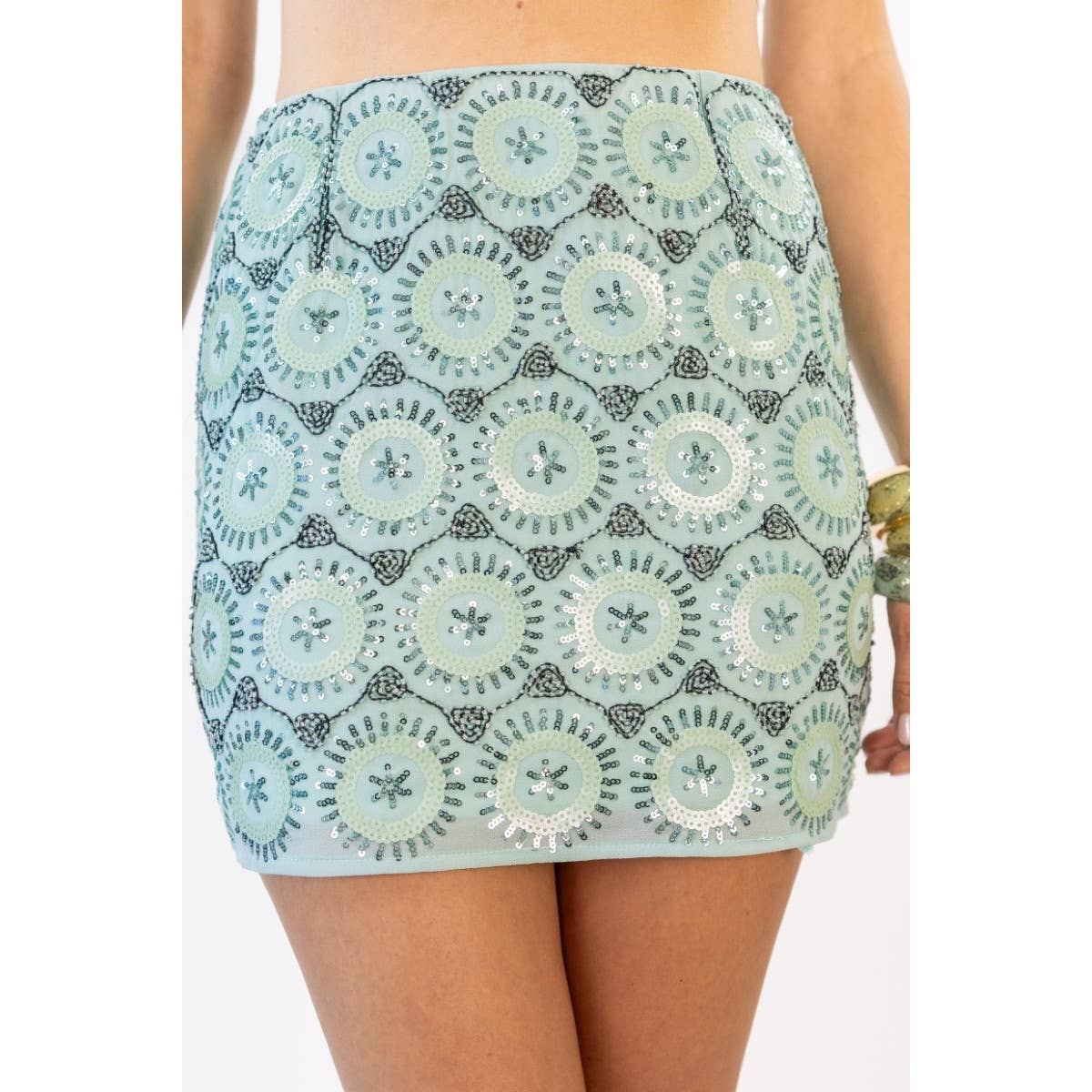 Verte - Wholesale Skirt - Women's - SEQUINED MINI SKIRT_INM885412