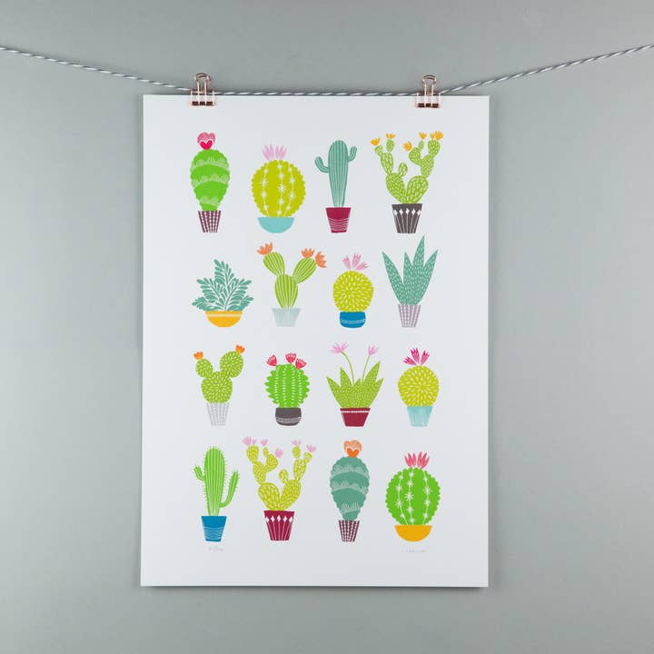 A3 art print - cactus and succulent plants for wholesale by Maggie Magoo Designs