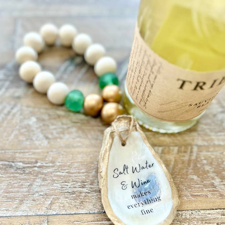 Coast and Cork - Wholesale Wine Charm - Saltwater & Wine Make Everything Fine - Beaded Bottle Charm3