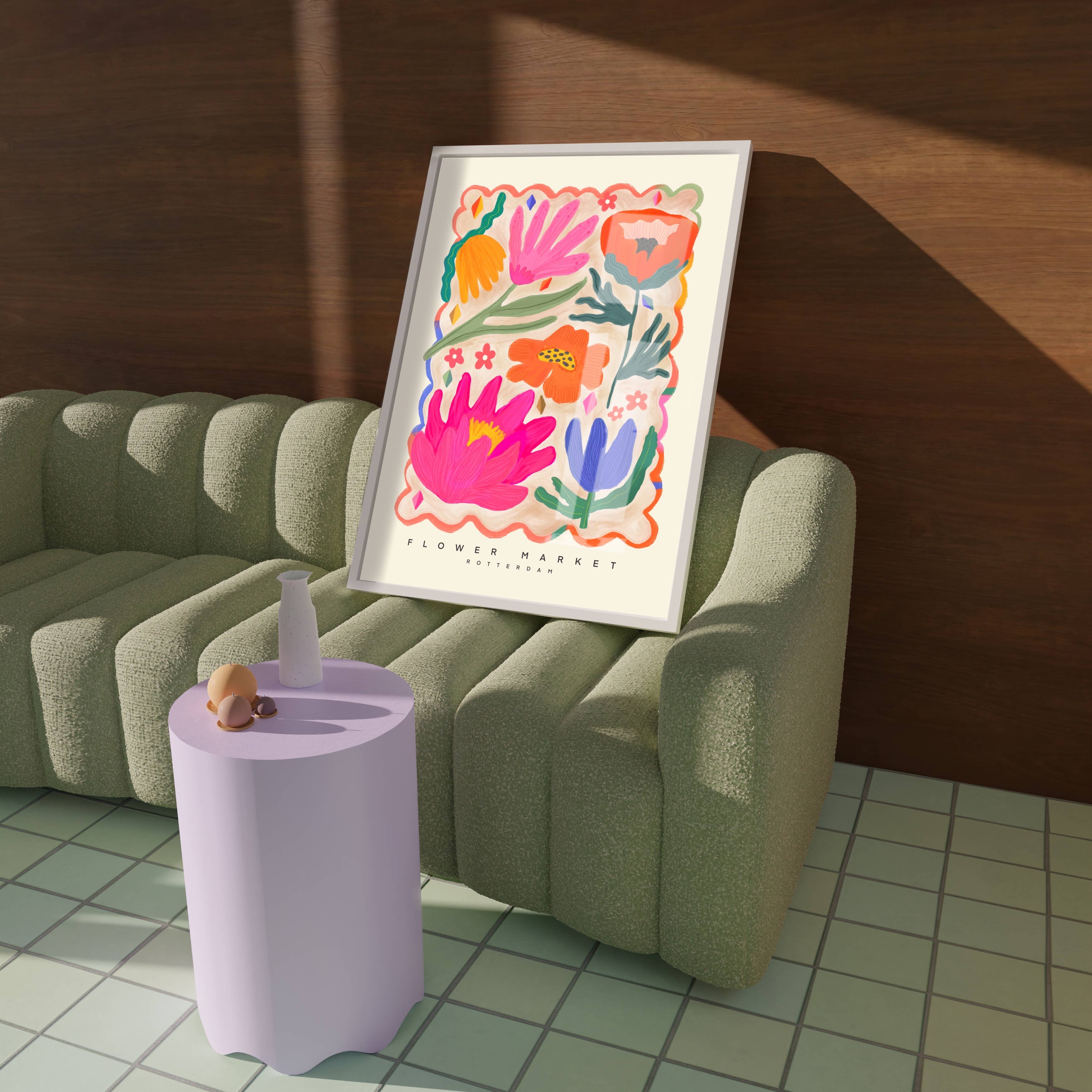 Kate Fox Design – wholesale Art print – Colourful Flower Market Print, Illustration, Modern, Pink6