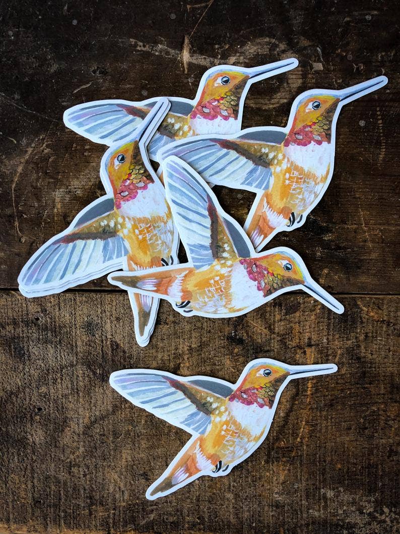 Katie Daisy – Engroshandel Klistermærke – Rufous Hummingbird Matte Sticker1