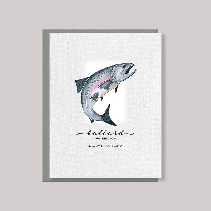 CARVED Salmon Note Card | Custom for wholesale by Originals Paper Art