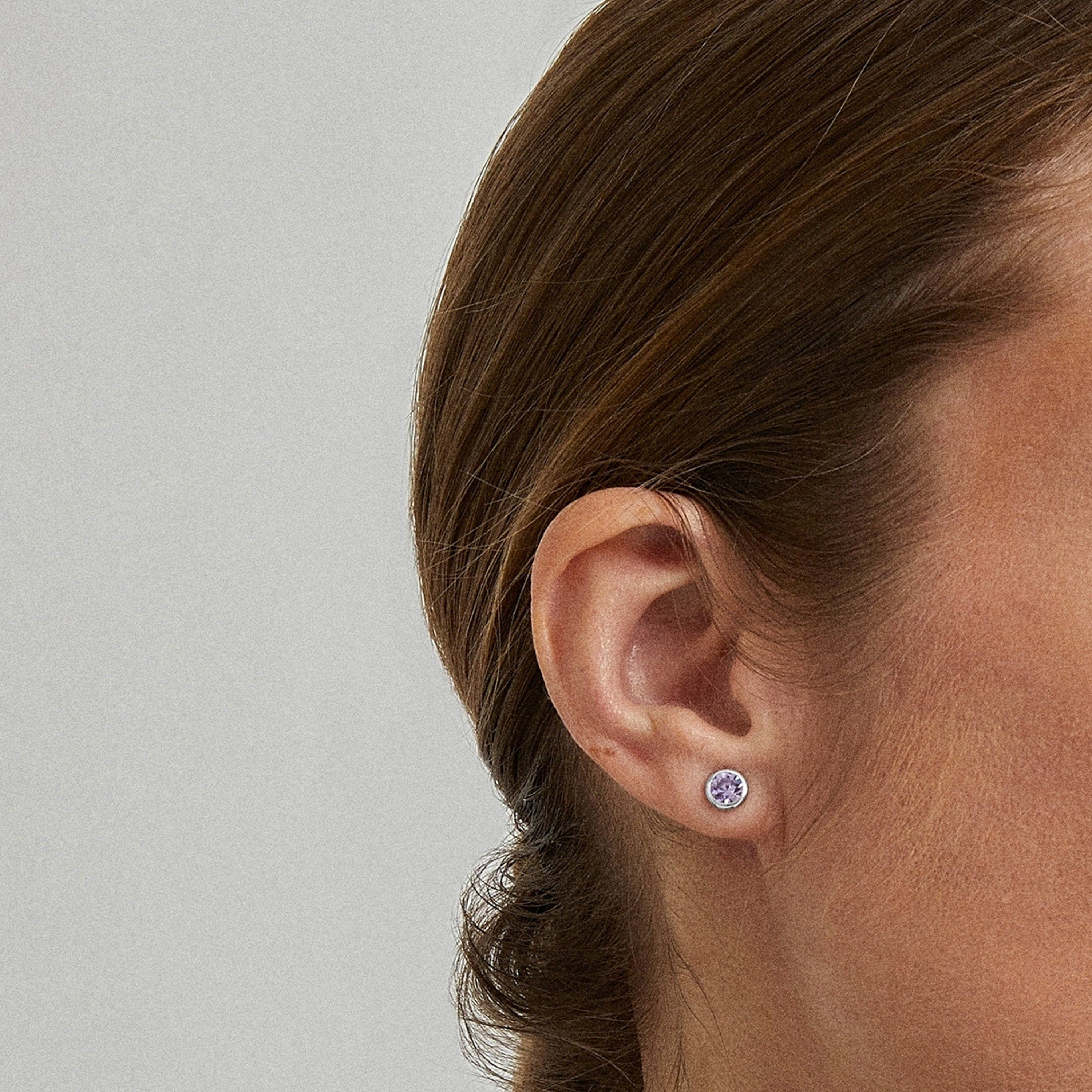 Luxenter - Wholesale Stud/Post Earrings - Pendientes Luxenter de Plata de Ley 925 con Circonita Amatista acabados en rodio - Essential2