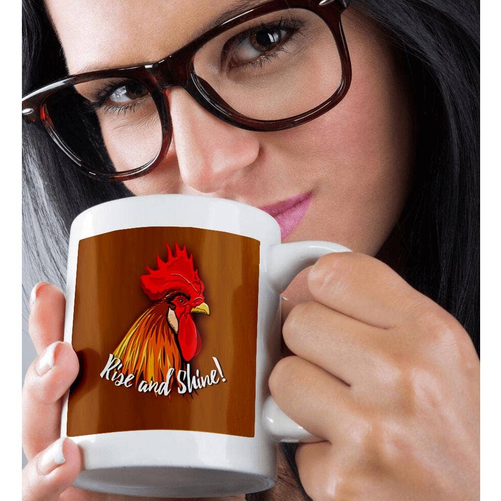 3dRose - Vendita all'ingrosso Tazza - 3dRose, Design Colorato di Gallo con Testo - Alzati e Brilla, Tazza9