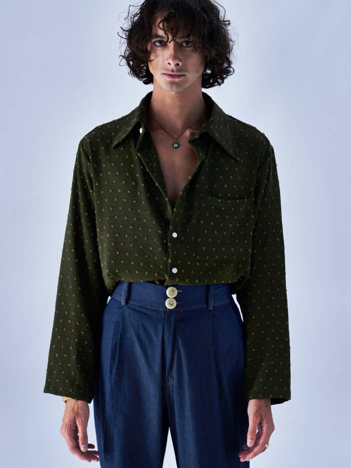 CALIFORNIA SHIRT | TUFTED DARK GREEN for wholesale by wildsky