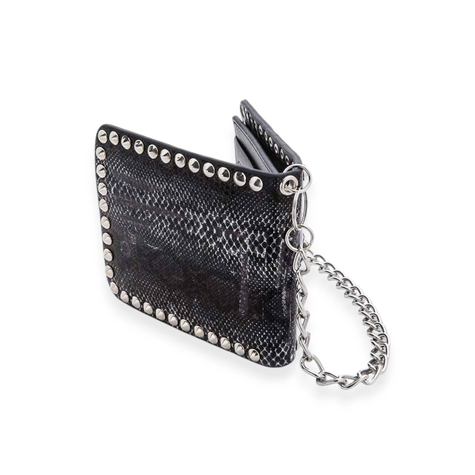 Black Metallic Croc Effect Biker Chain Wallet for wholesale on Faire3