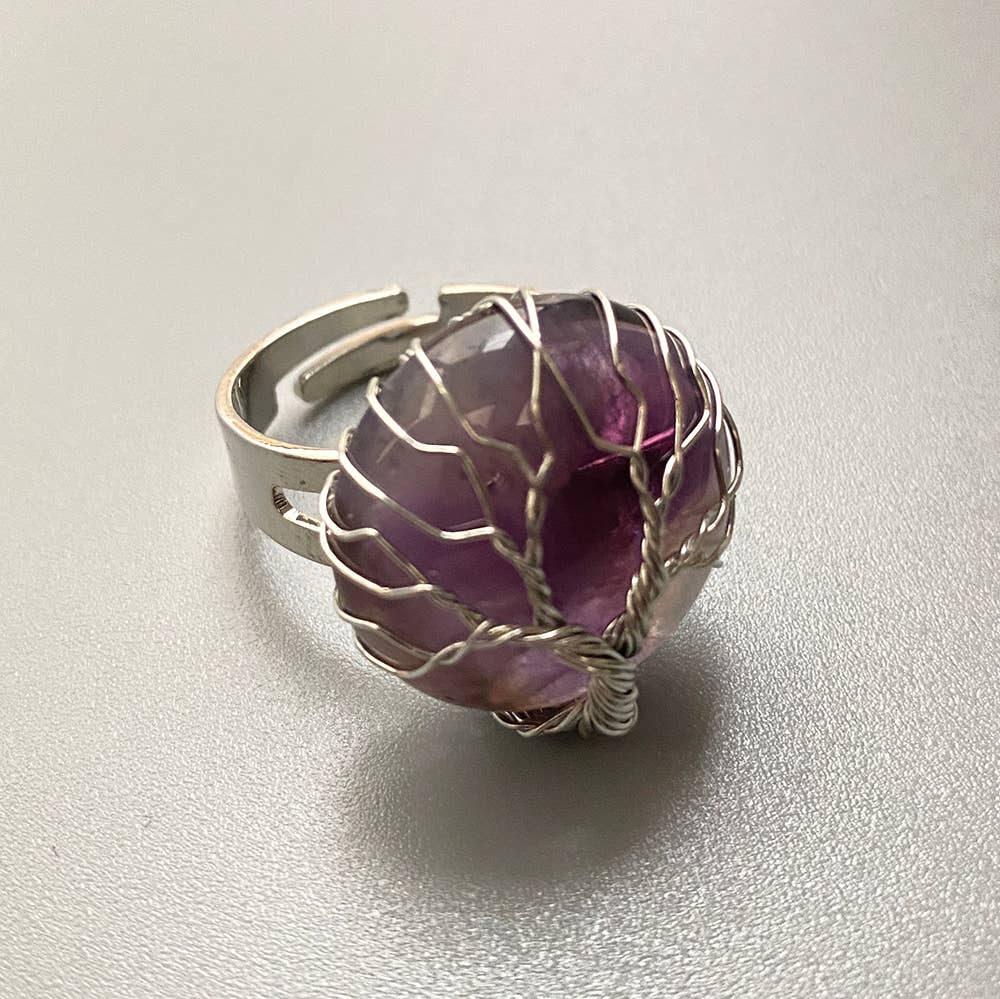 VIE – Engroshandel Statementring – Wireindpakket livets træ-ring, 2 cm2