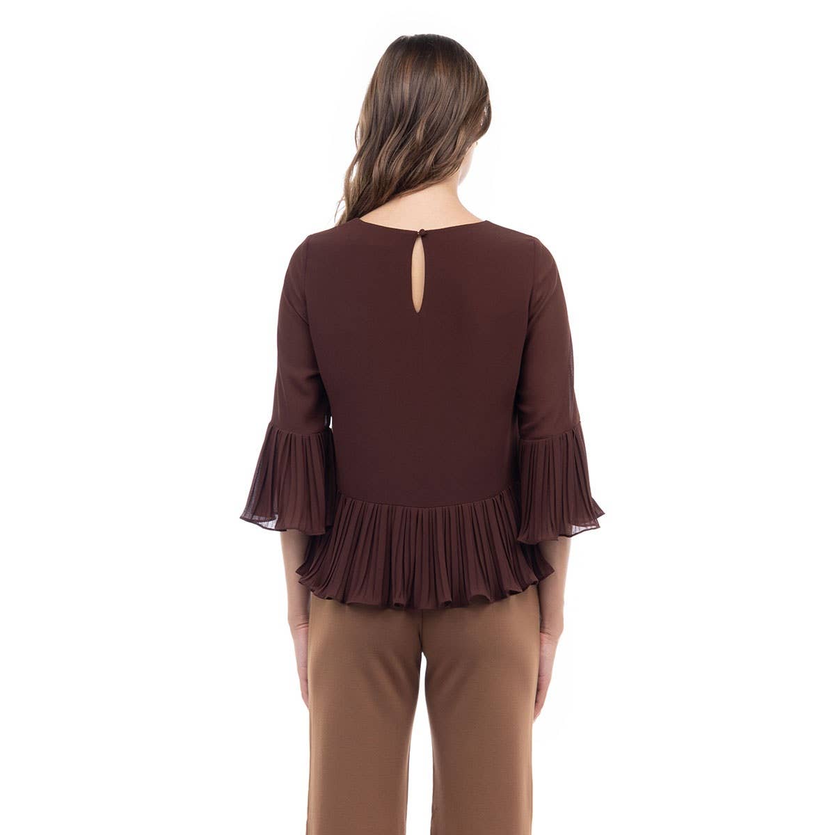 Naked Zebra – Engroshandel Bluse - Dame – Bluse med 3/4 ærmer og plisseringer5