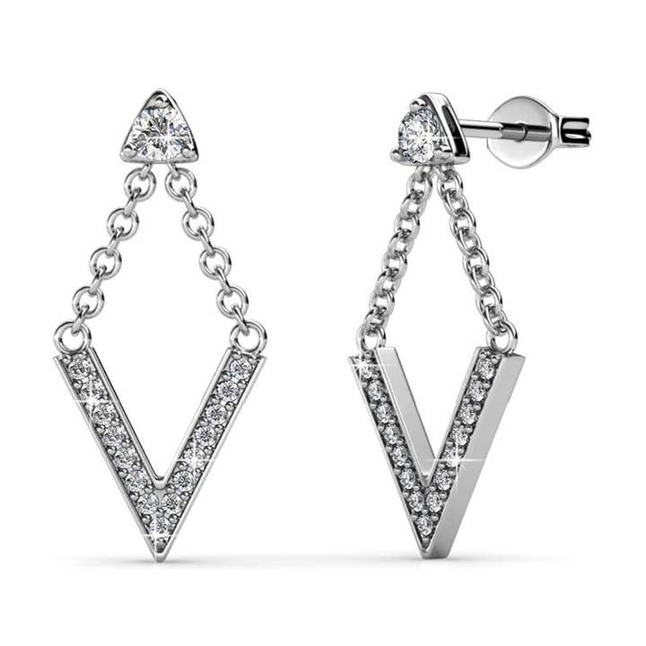 Brincos em ouro branco Francesca 18k com Swarovski por atacado de Cate & Chloe Jewelry