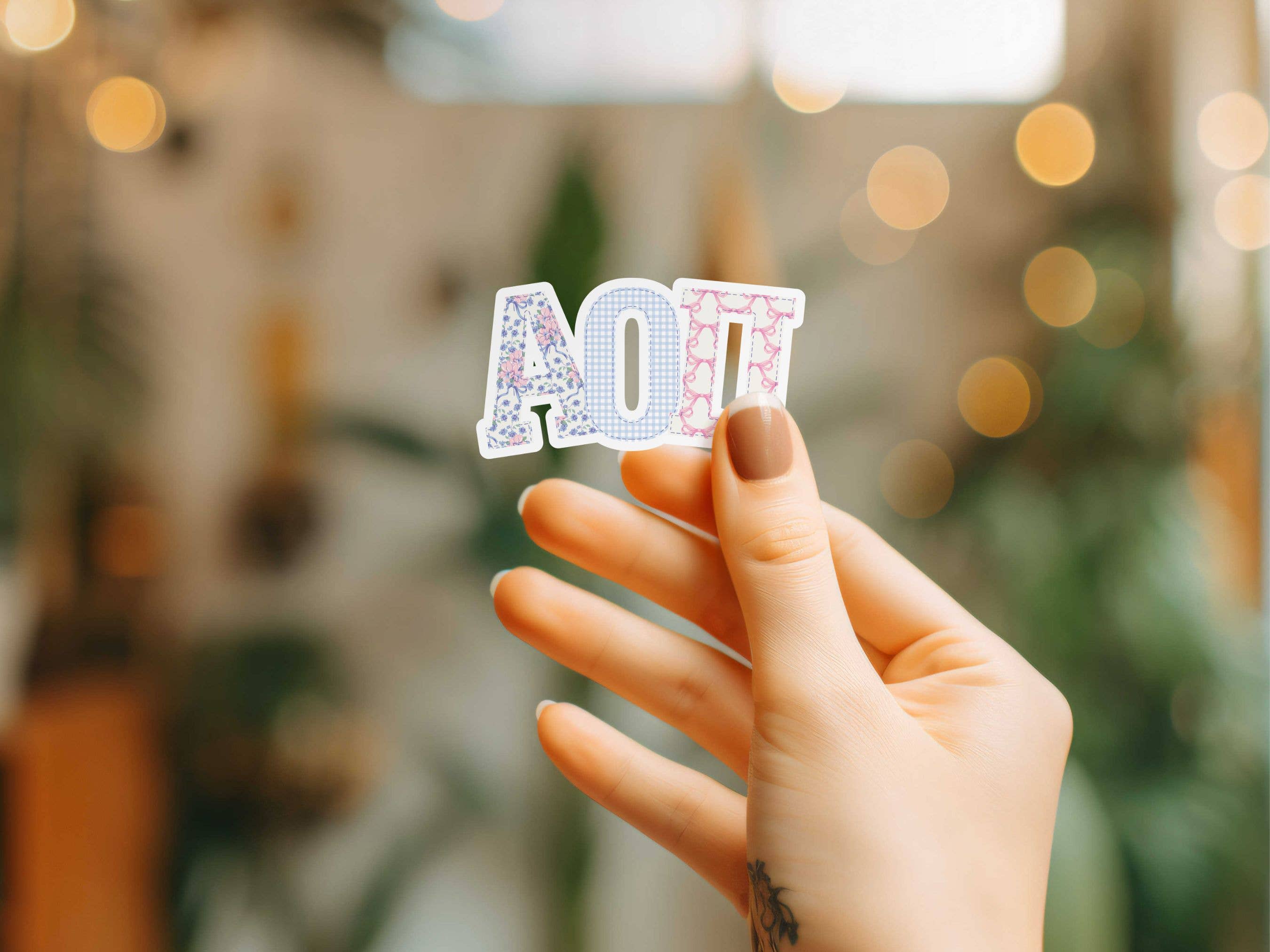 Aspen and Lark - Wholesale Sticker - Alpha Omicron Pi Sticker - Large Patchwork2