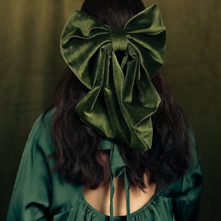 Chicka & Co - Vendita all'ingrosso Fiocco per capelli - Donna - XL Chicka Bow - Green Velvet1