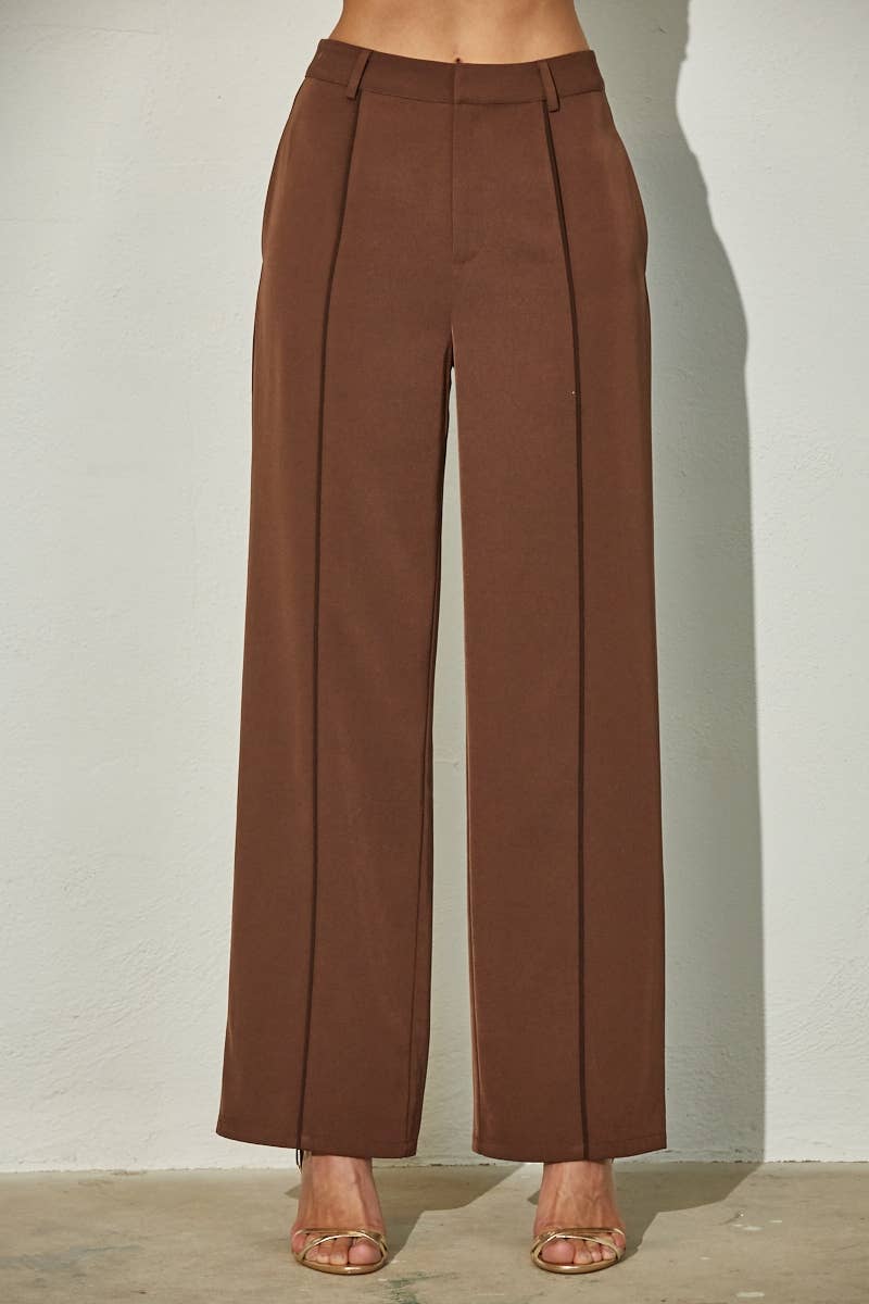 Edit by Nine - Wholesale Pants - Women's - High Waisted Piping Seams Front Dress Pants0