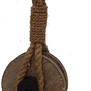 Paris Loft Inc - Wholesale Decorative Tabletop Object - Decorative Iron Faux Pulley with Jute Rope and Hook