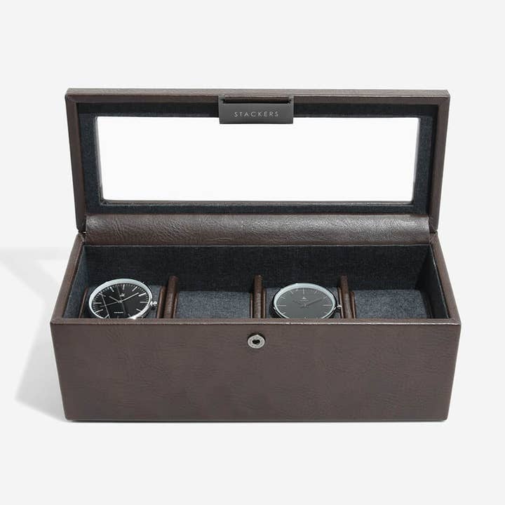 Stackers – wholesale Jewellery box/organiser – Brown 4 Piece Watch Box0