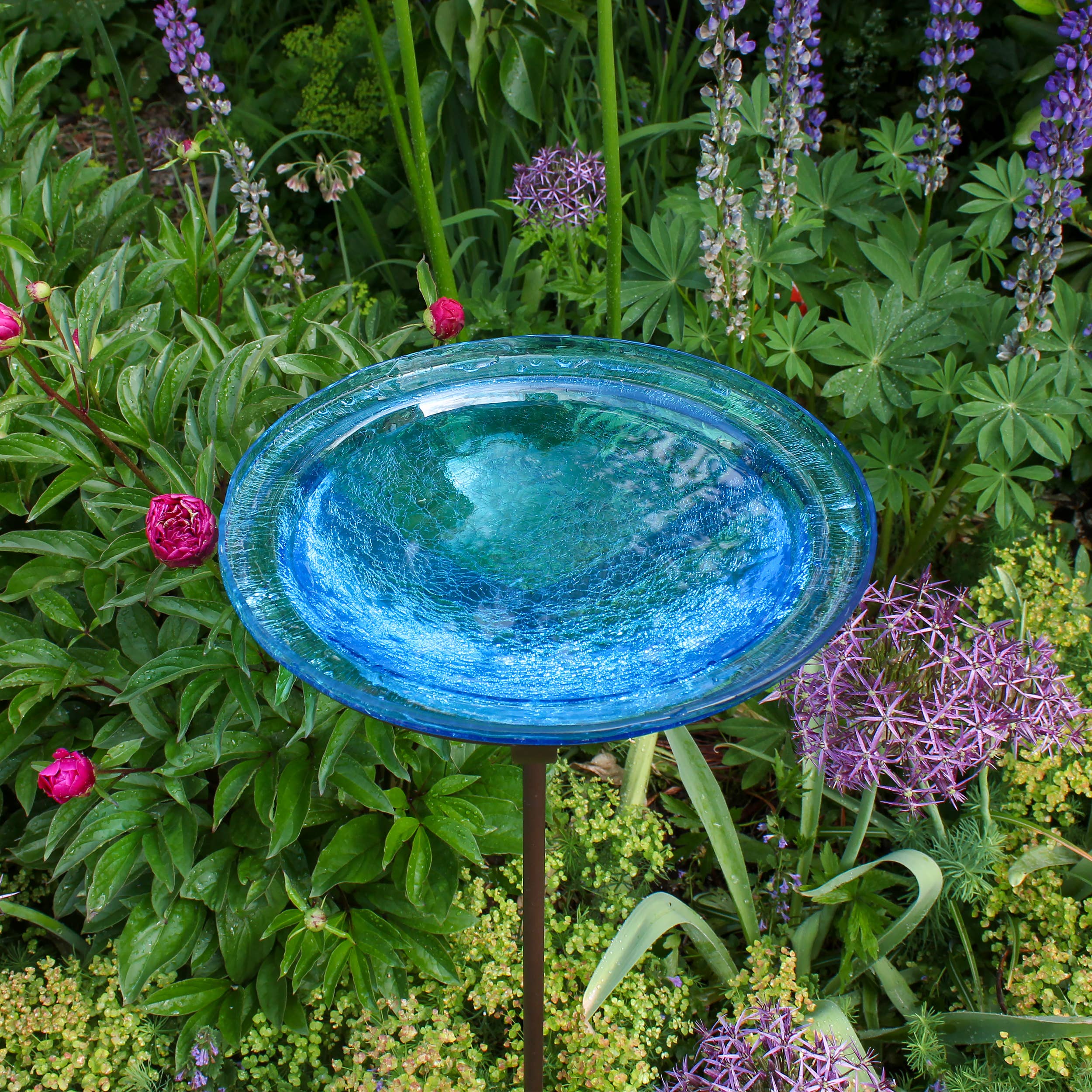 ACHLA Designs - Wholesale Bird Bath - 12" Teal Bowl, Cradle & Stake2