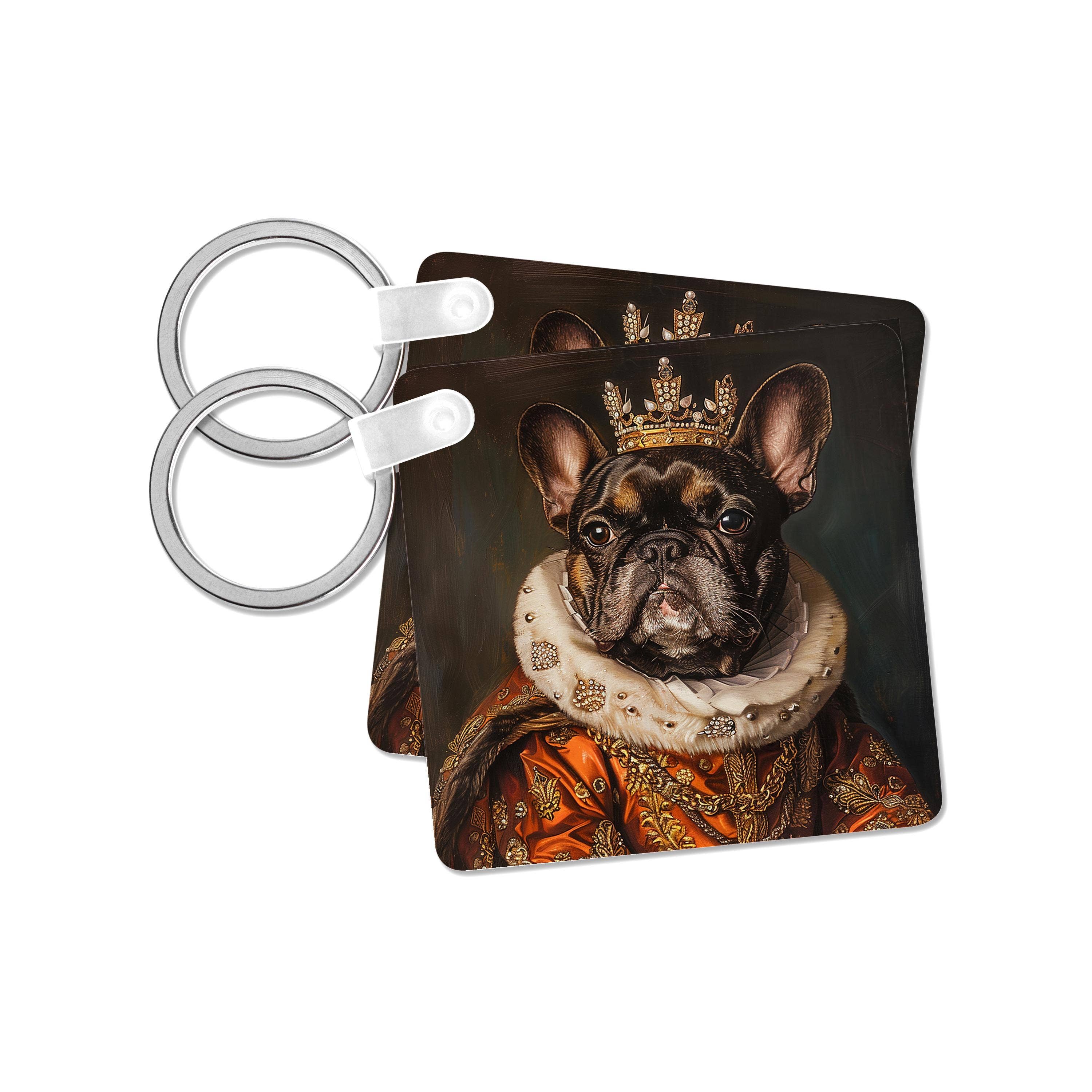 3dRose - Wholesale Sleutelhanger - Uniseks - 3dRose, Franse Bulldog Koninklijk Portret Hondenmajesteit, Sleutelhanger0