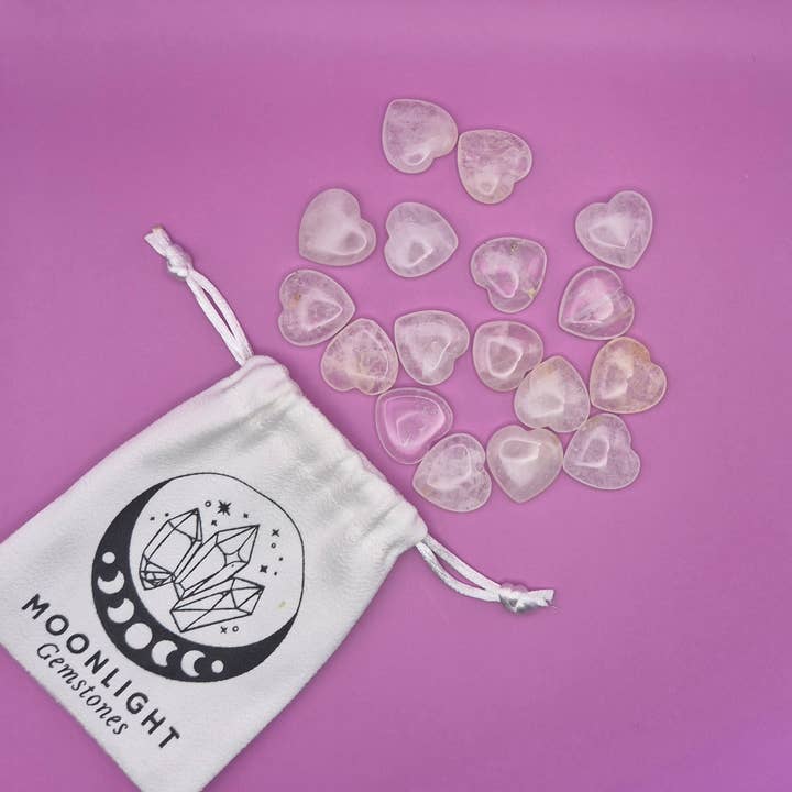 Moonlight Gemstones - Wholesale Spiritual Stone/Crystal - Mini Heart - Clear Quartz pocketstone worry stone