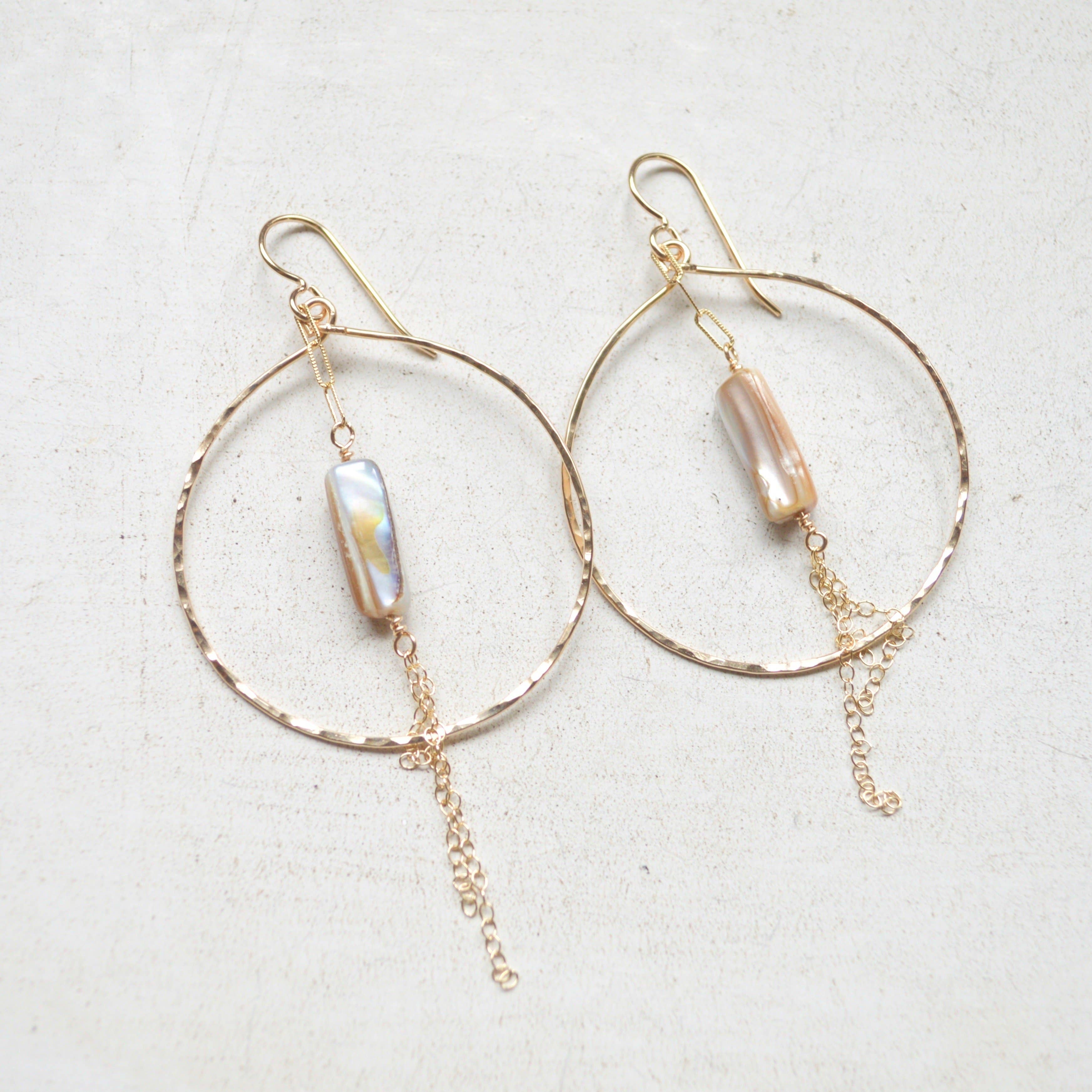 Salty But Sweet - Wholesale Dangle Earrings - Mother of Pearl Hoop Earrings