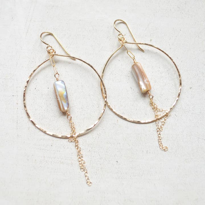 Mother of Pearl Hoop Earrings for wholesale by Salty But Sweet