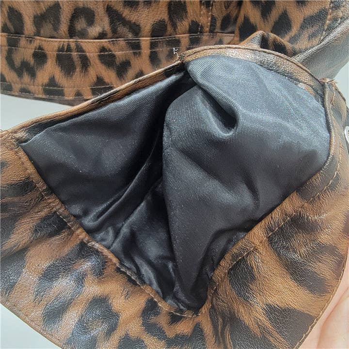 Sanyao Fashion - Wholesale Leather Jacket - Women's - M293 Cropped Leopard PU Moto Jacket for Women 20252