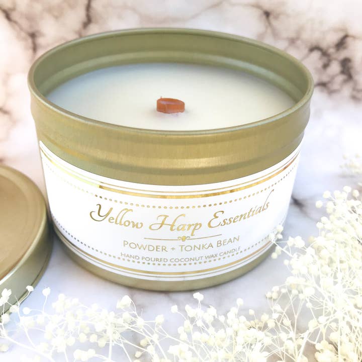 Gold Tin Powder + Tonka Bean for wholesale by Yellow Harp Essentials