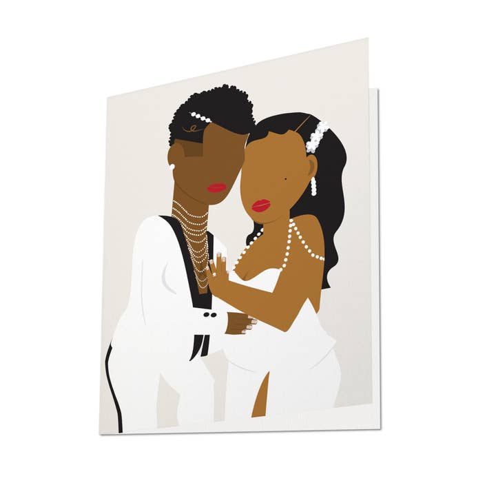 Two Brides Wedding Card - Black LGBTQ+ Wedding for wholesale by Carded by Kaia