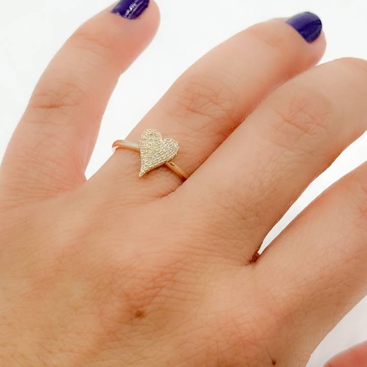 14k Solid Gold Heart Diamond Ring. RN410513 for wholesale by Tresor Jewelry Inc.