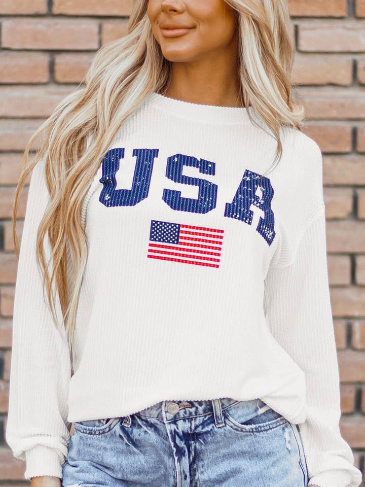 White Cadence USA Flag Top for wholesale on Faire0