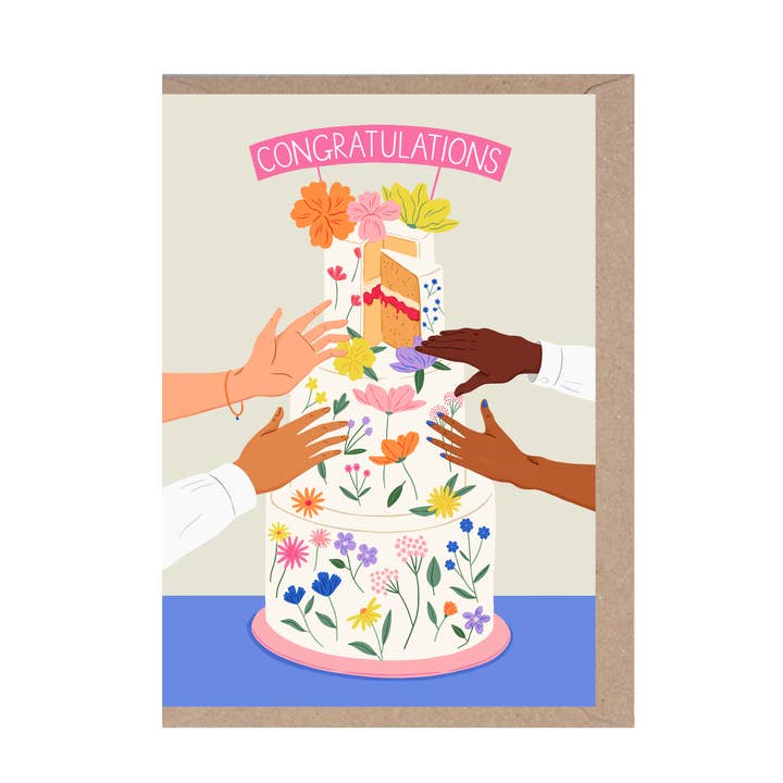 Congratulations Wedding Cake Card - Amelia Flower for wholesale by Rumble Cards