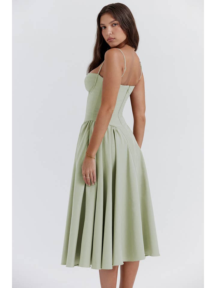 Sweetkama - Wholesale Dress - Women's - String Shoulder Solid & Floral Ladies Dress 2552860