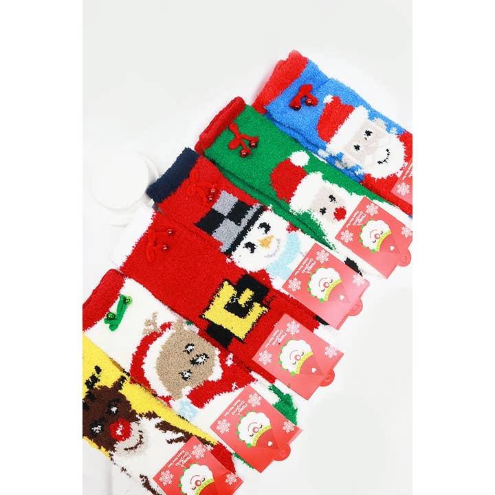 MIX COLOR Christmas Theme Fuzzy Socks for wholesale on Faire